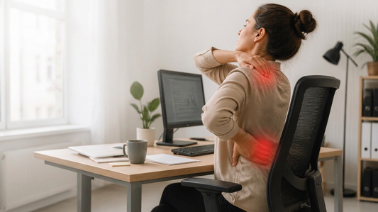 Personne souffrant du dos devant un poste de travail